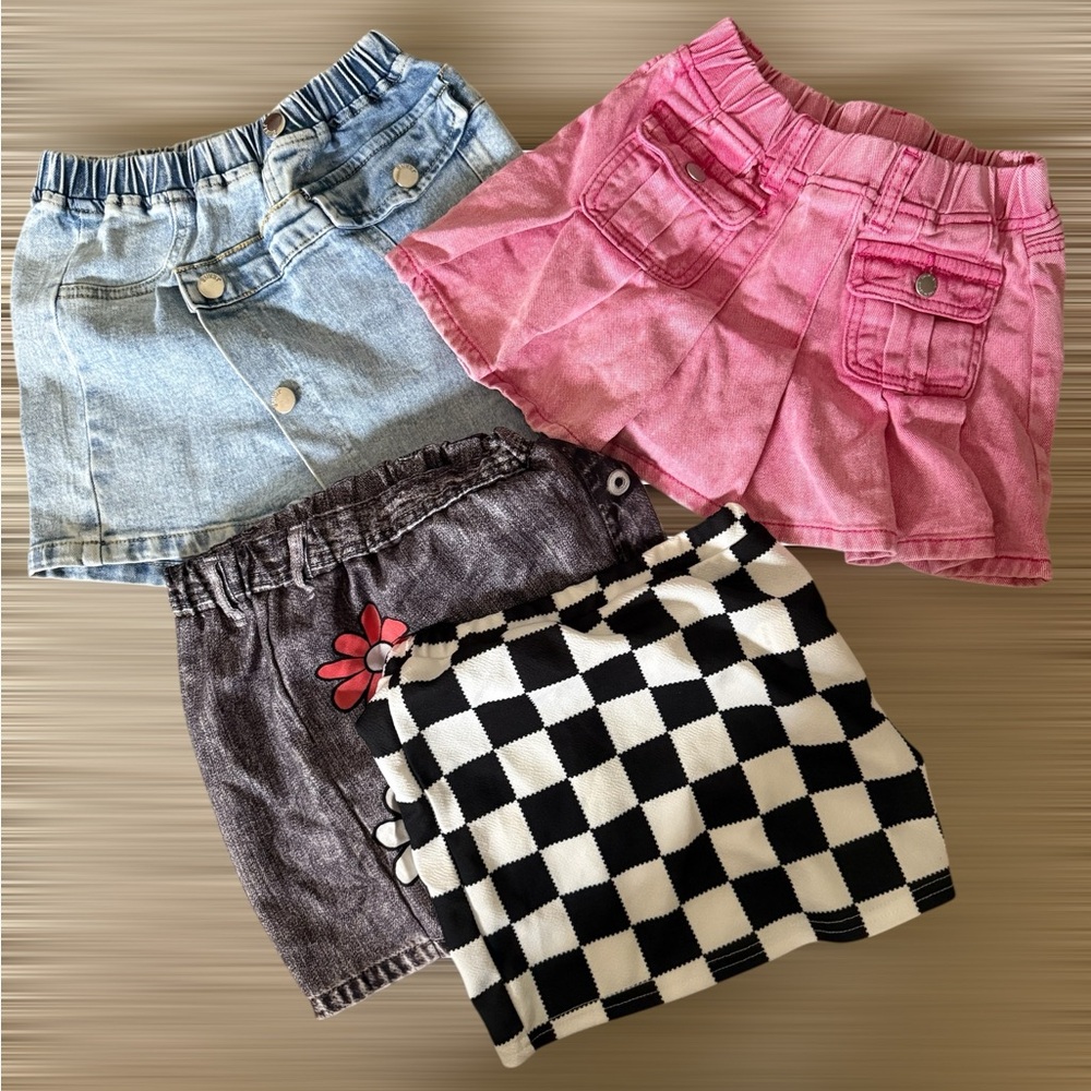 SHEIN Kids Skirt Set - Pink, Blue, Black & White